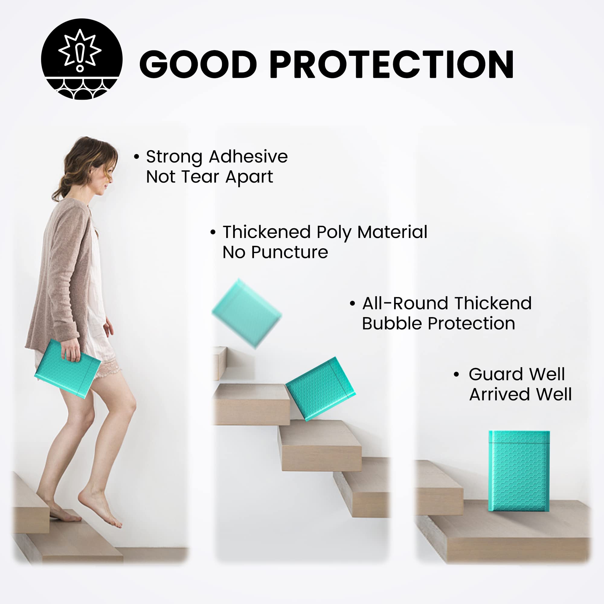 Fuxury 6x10 Inch Bubble Mailers 600 Pack - Teal Padded Shipping Envelopes, Usable Size 6x9