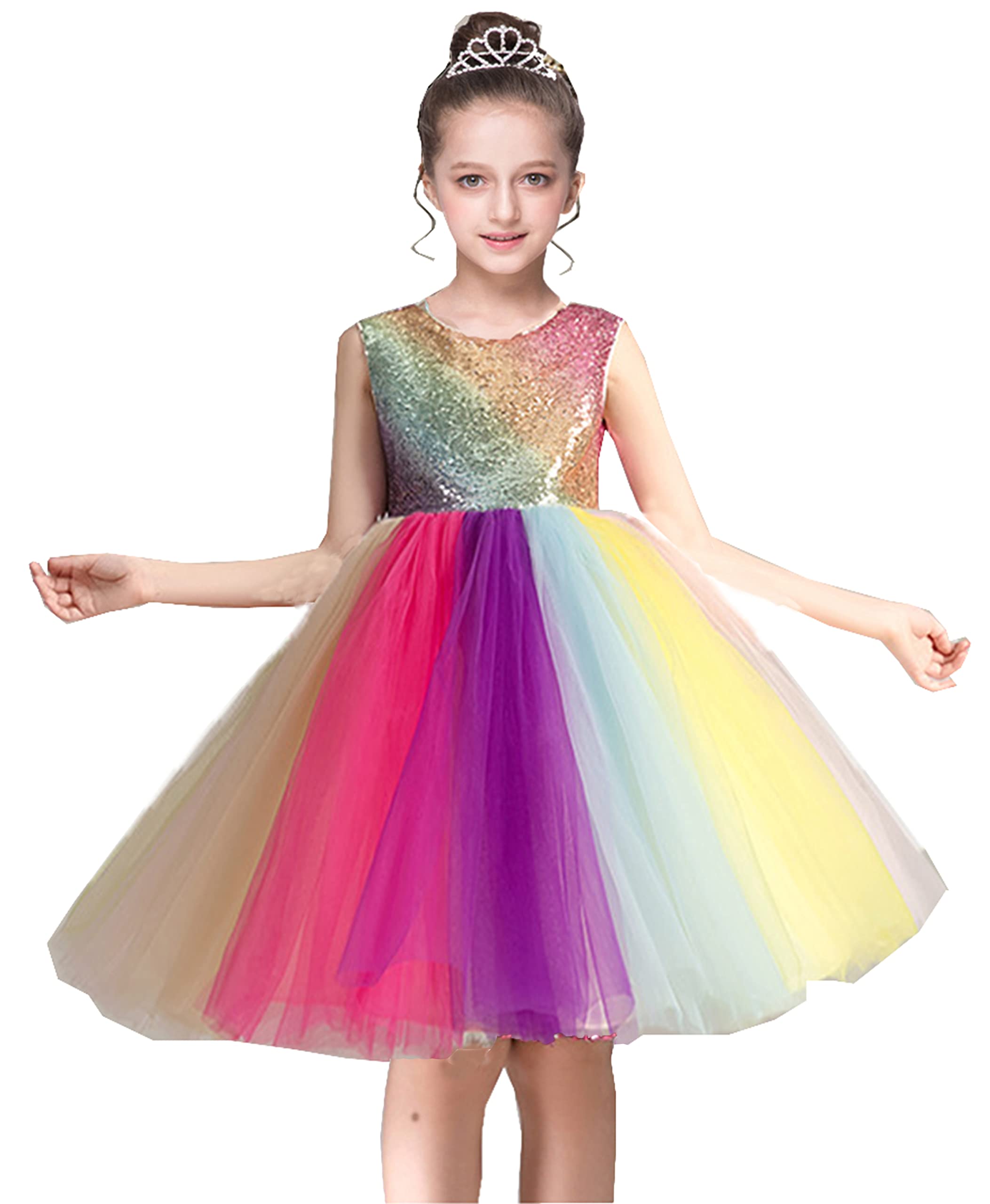 Sparkly Sequins Party Dress for Toddler & Little/Big Girls - Elegant Birthday & Dance Outfit for Special Occasions, Pageants, Performances & Holiday Celebrations