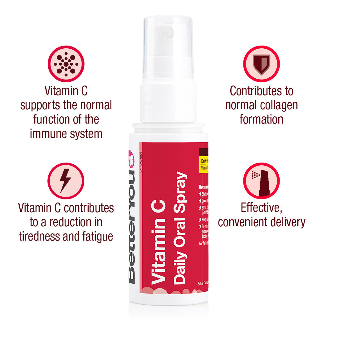 BetterYou Vitamin C Daily Oral Spray 50ml - Immune Support & Antioxidant Boost - Perfect for Travel, Work & On-the-Go Wellness
