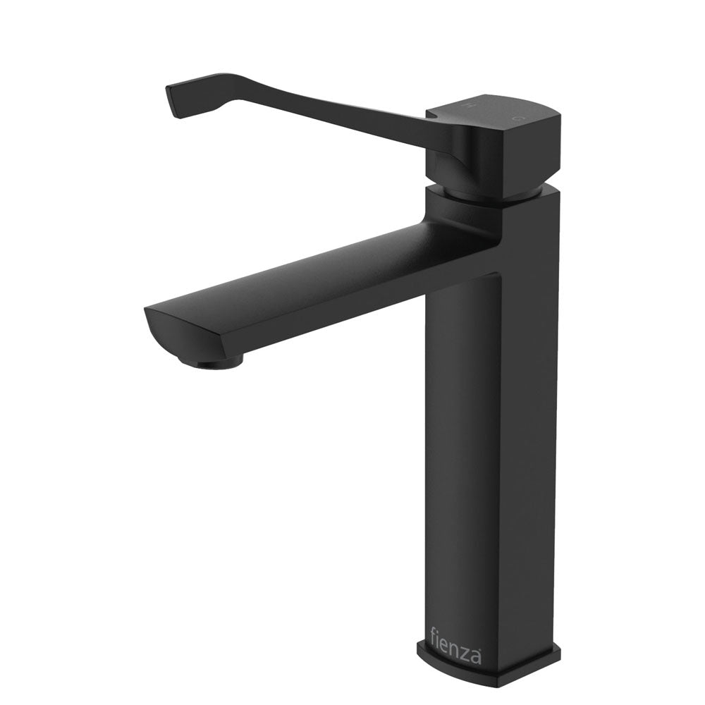 Fienza 218109BD Koko Care Basin Mixer Tap - Matte Black Finish, 235mm Height - Modern Bathroom Faucet for Sink Vanity & Powder Room Installation