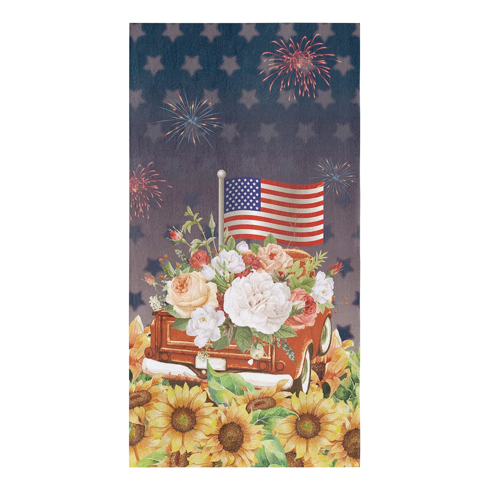 ZOE GARDEN Patriotic Kitchen Towels - American Flag & Floral Design, Super Absorbent Microfiber Dish Towels for Drying, Cleaning & Decor (18x28 Inches) - Perfect for 4th of July, Thanksgiving & Everyday Kitchen Use