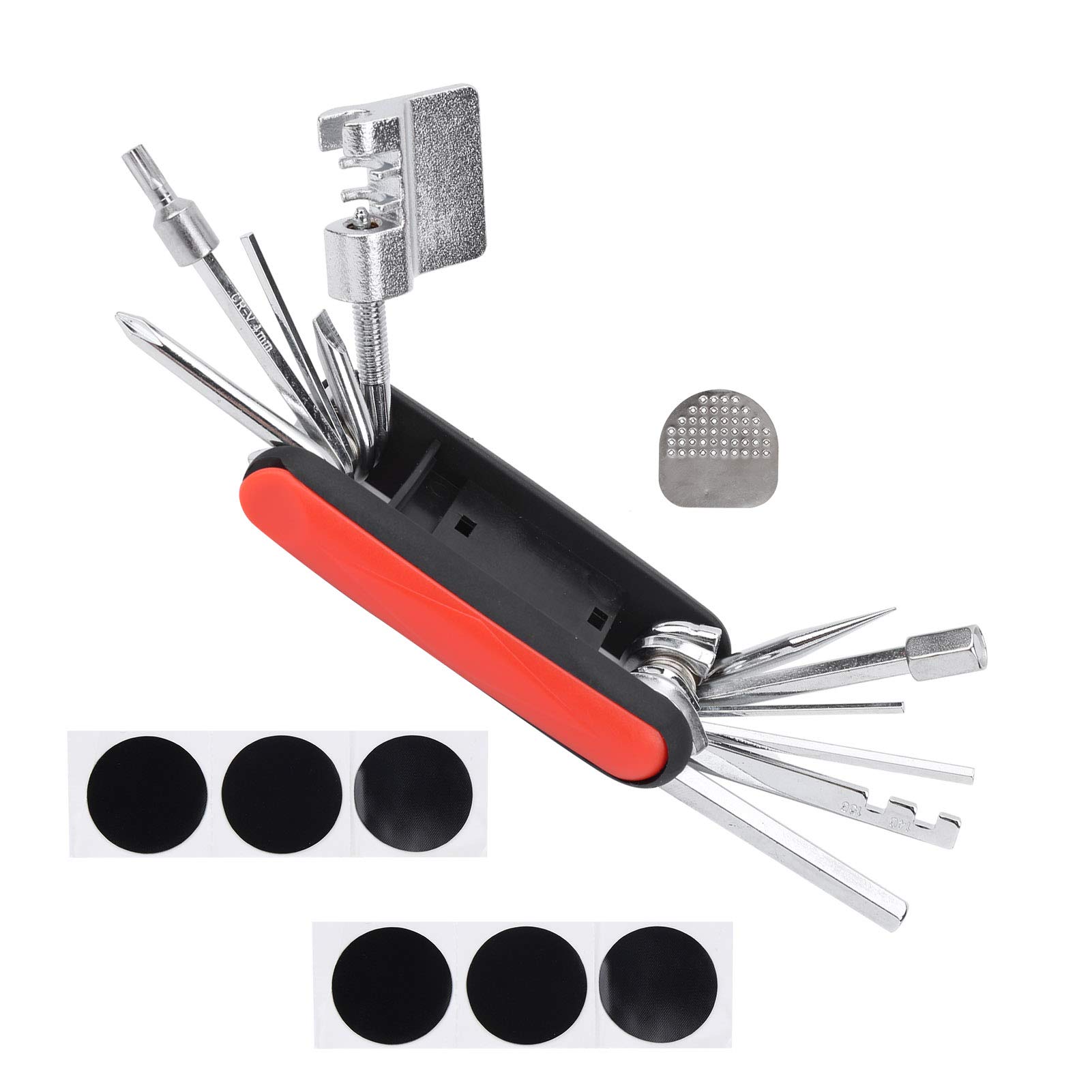 Portable Bike Tire Chain Repair Tool Kit - Multifunction Chain Extractor, Wrench & Screwdriver Set with Glue-Free Tire Patch & Lever - Perfect for Road Bikes, Mountain Bikes & Commuting Repairs