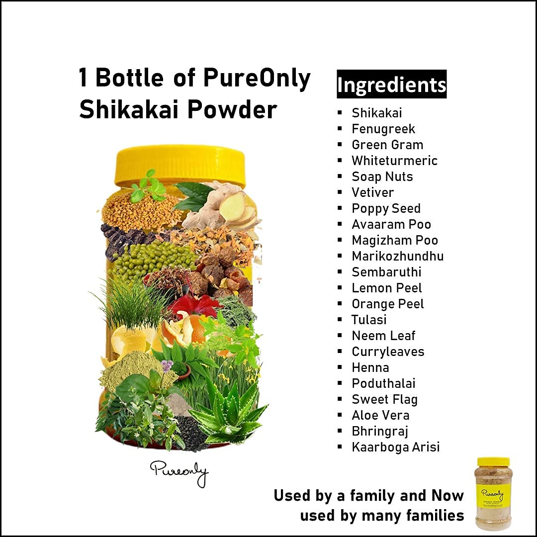 PureOnly Natural Shikakai Powder with 20+ Herbs for Hair Growth & Scalp Care - No Foam, 200g - Ideal for DIY Hair Wash, Ayurvedic Treatments & Natural Hair Care Routine