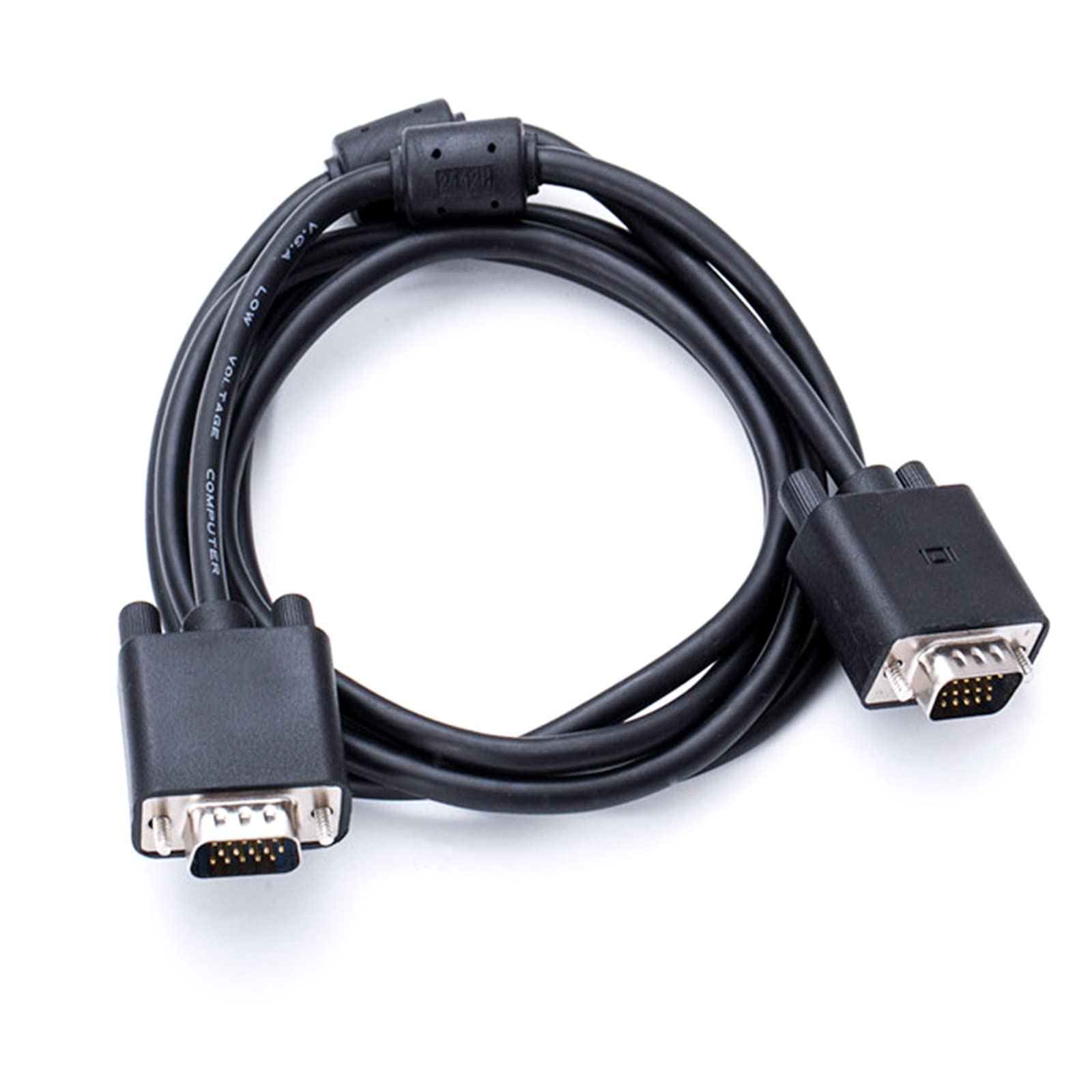Premium Gold-Plated VGA to VGA Cable 1.5M-2M with Ferrite Cores - Male to Male Monitor Cord for Projectors, HDTVs, Displays & Laptops - Ideal for Home Theater, Office Setup & Gaming Stations