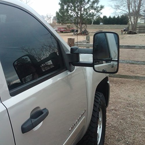 Spec-D Power Towing Mirrors for Trucks & SUVs - Heated, Power-Adjustable, Smoked Lens - Perfect for Towing Trailers, Boats & RVs