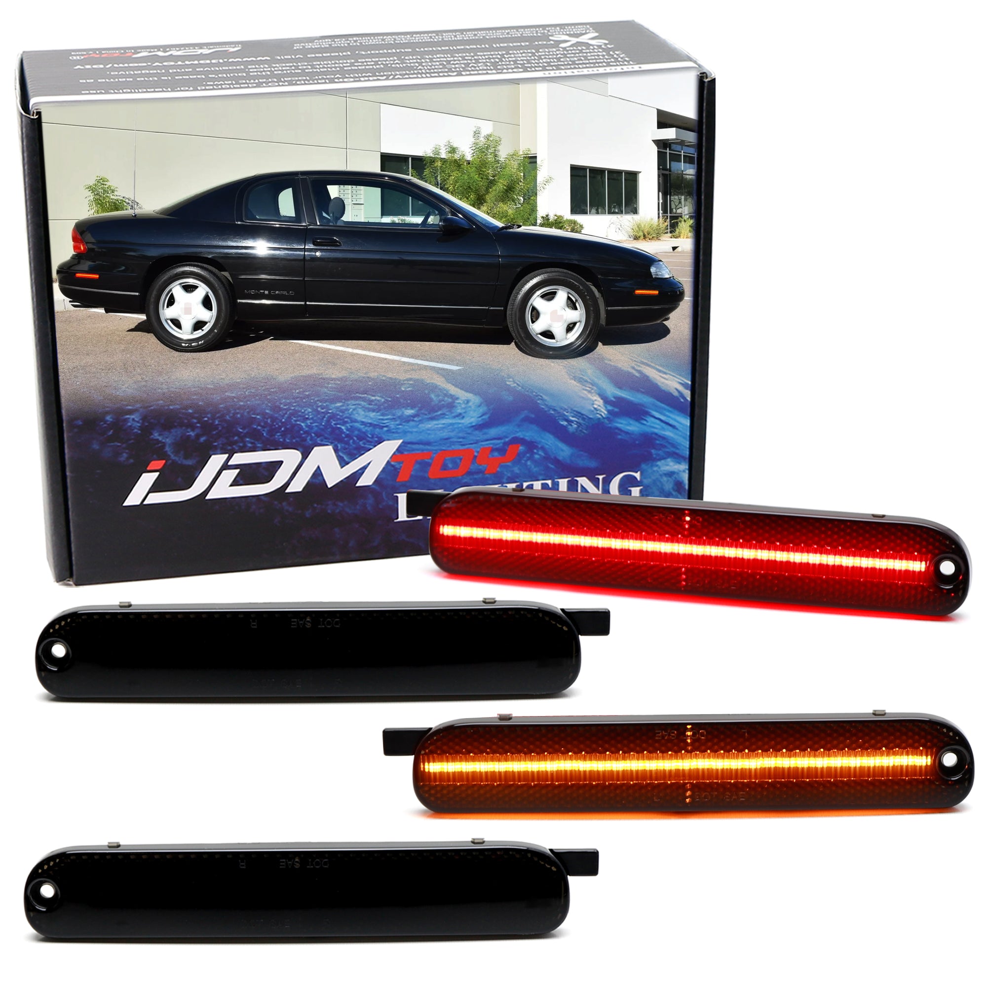 4-Piece Smoke Amber/Red Full LED Side Marker Lights Kit for Chevy Monte Carlo & Lumina - Upgrade Your Ride with Enhanced Visibility & Style (Perfect for Night Driving & Custom Car Mods)