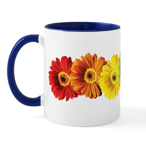 White/Navy Inside - Rainbow Daisies Mug