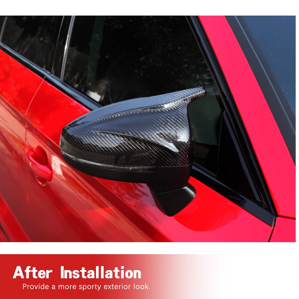 Premium Carbon Fiber Mirror Covers for Audi A3 (Quattro) Base & S-Line S3 2014-2020 - Style A Replacement Side Mirror Caps | Enhances Vehicle Appearance & Aerodynamics | Perfect for Car Enthusiasts & Custom Upgrades