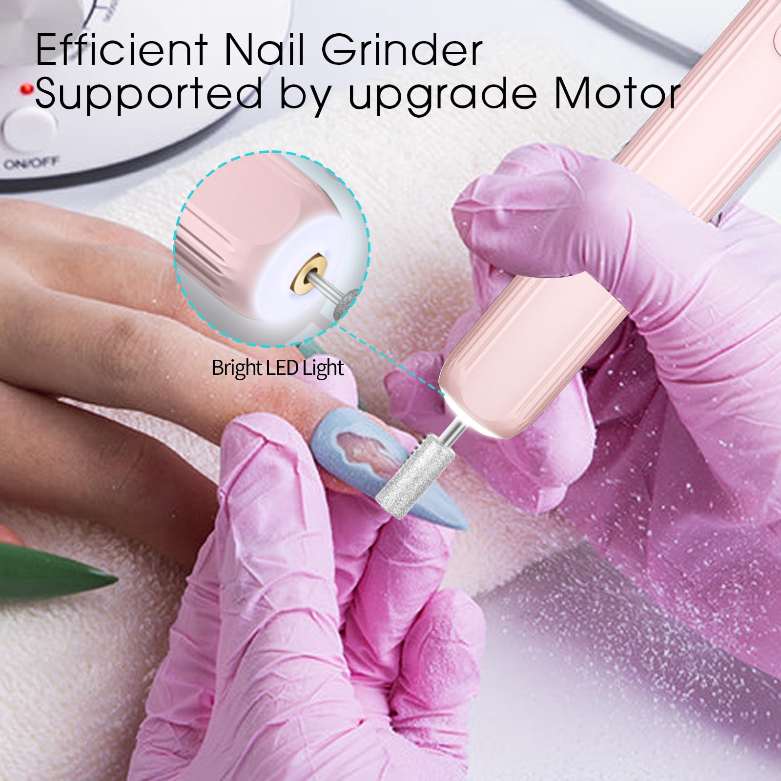 Professional Cordless Electric Nail Drill Kit - Rechargeable Manicure & Pedicure Set with 3 Speed Settings for Thick Nails, Toenails & Cuticles | Perfect for Home Salon, DIY Nail Care & Professional Use