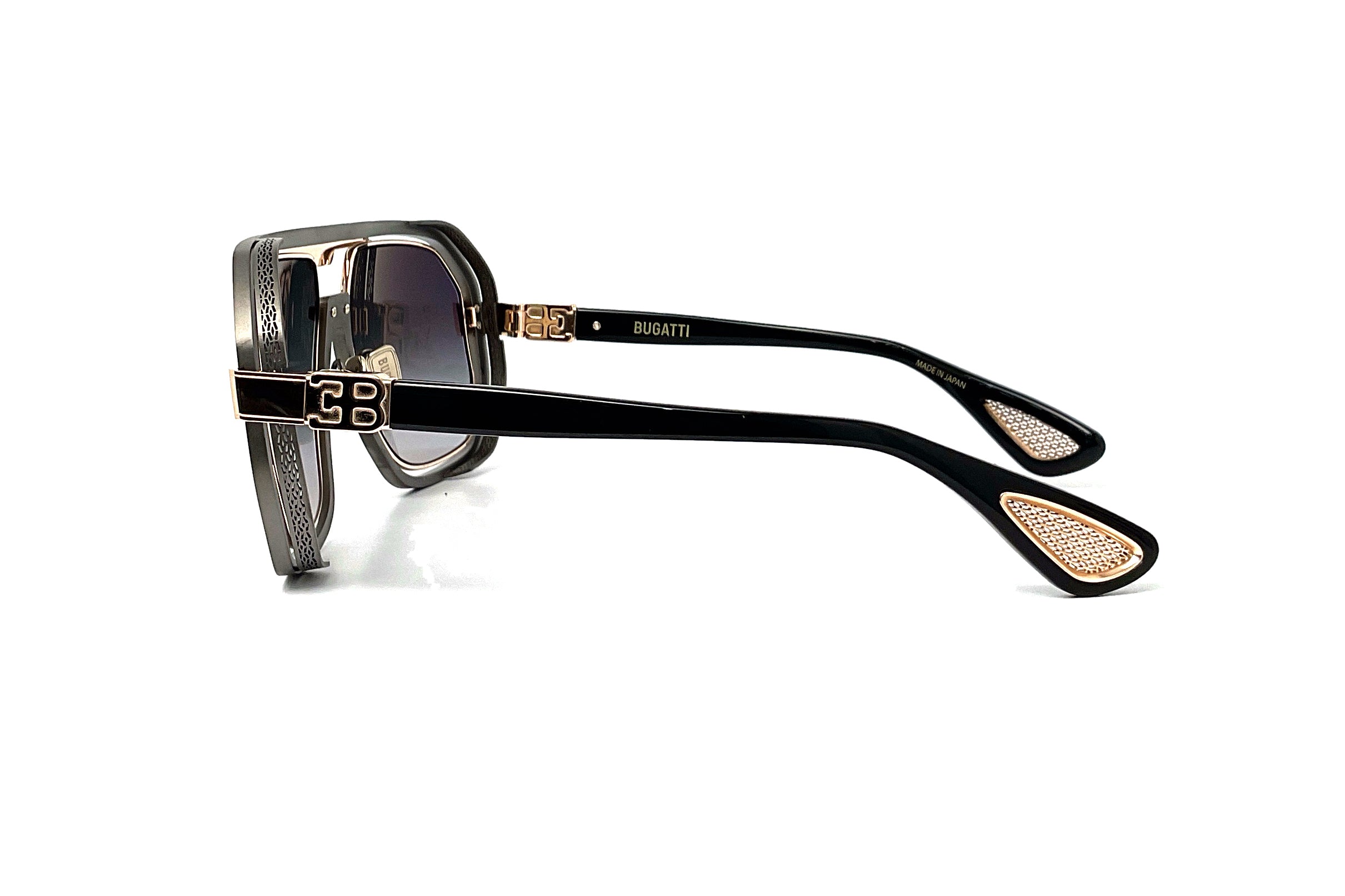 Original BUGATTI 08 Gunmetal Sunglasses - Luxury Aviator Shades for Men & Women - UV Protection Polarized Lenses - Perfect for Driving, Travel & Outdoor Activities