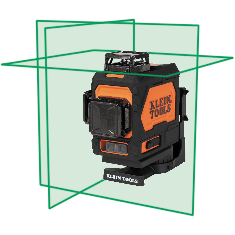 Klein Tools 93PLL Self-Leveling Laser Level - Bright Green 3x360° Planes, Rechargeable Battery & Magnetic Mount for Construction, Remodeling, and DIY Projects