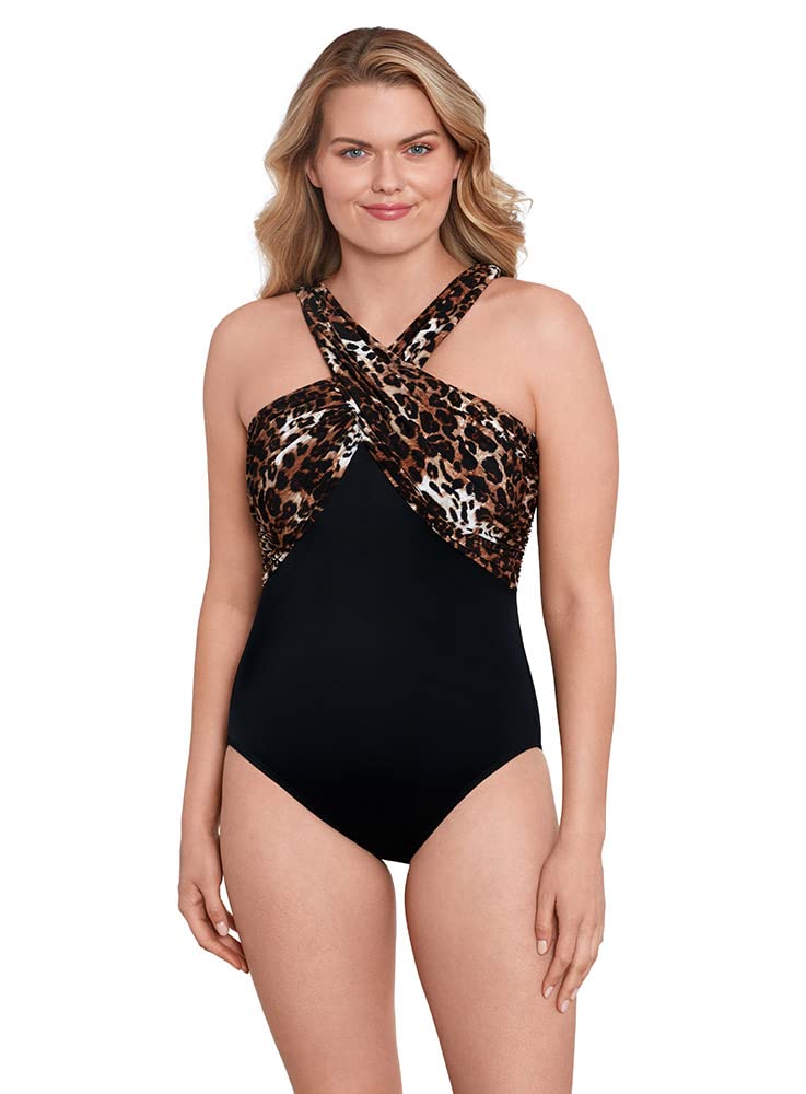 Longitude Women's One Piece Swimsuit - Crossover Draped Tank with Soft Cup Support, Comfortable Bathing Suit for Swimming, Beach Vacation & Pool Party