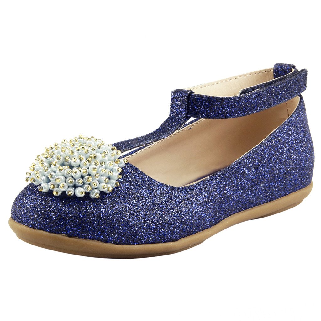The Doll Maker Glitter Bean Flower T-Strap Flat Shoes - Women's Comfortable Casual Flats for Spring & Summer, Perfect for Beach, Party, and Everyday Wear