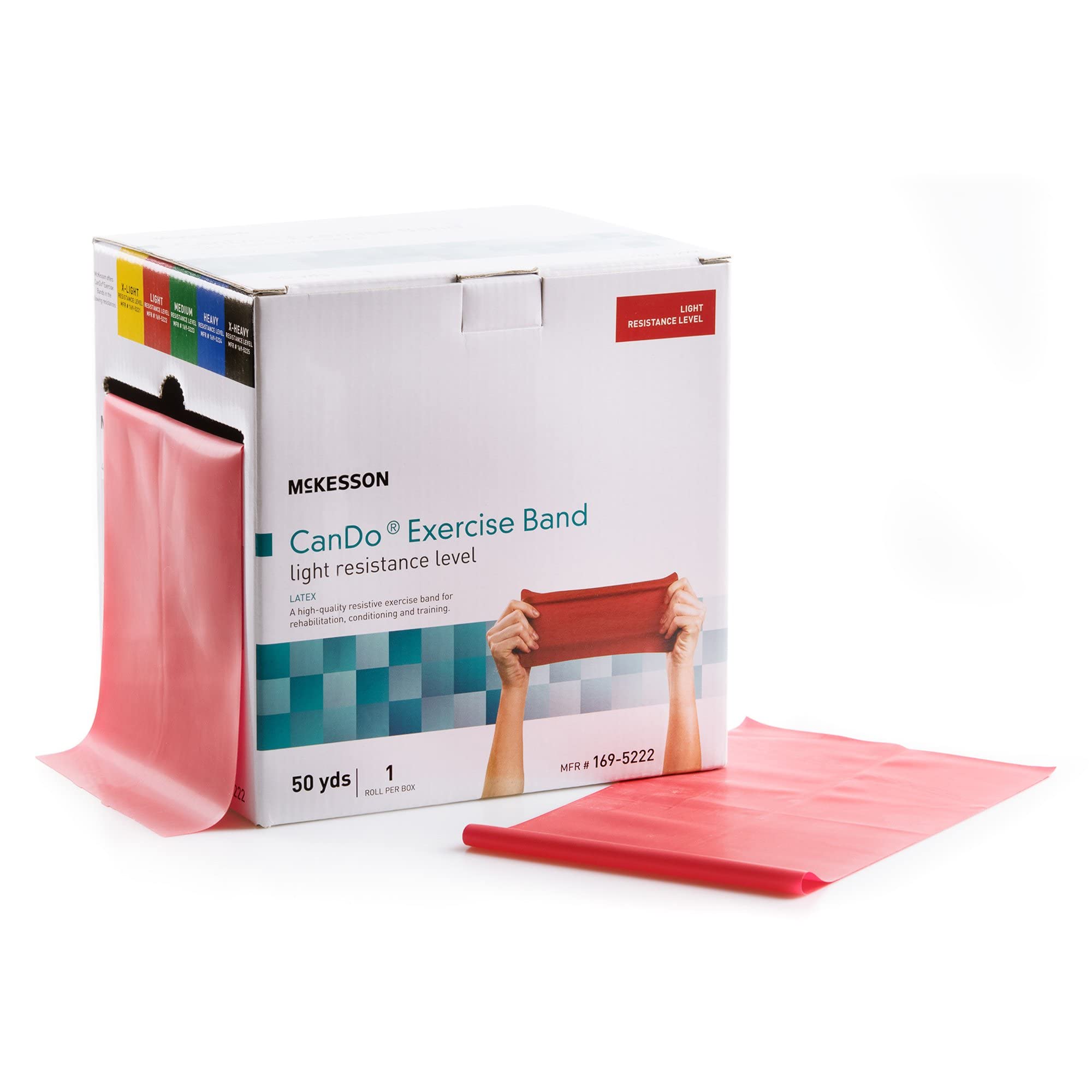 McKesson Can Do Exercise Resistance Band - Physical Therapy & Home Workout Bands - Light Resistance (Red, 5 in x 50 yd) - Ideal for Strength Training, Yoga & Rehabilitation Exercises