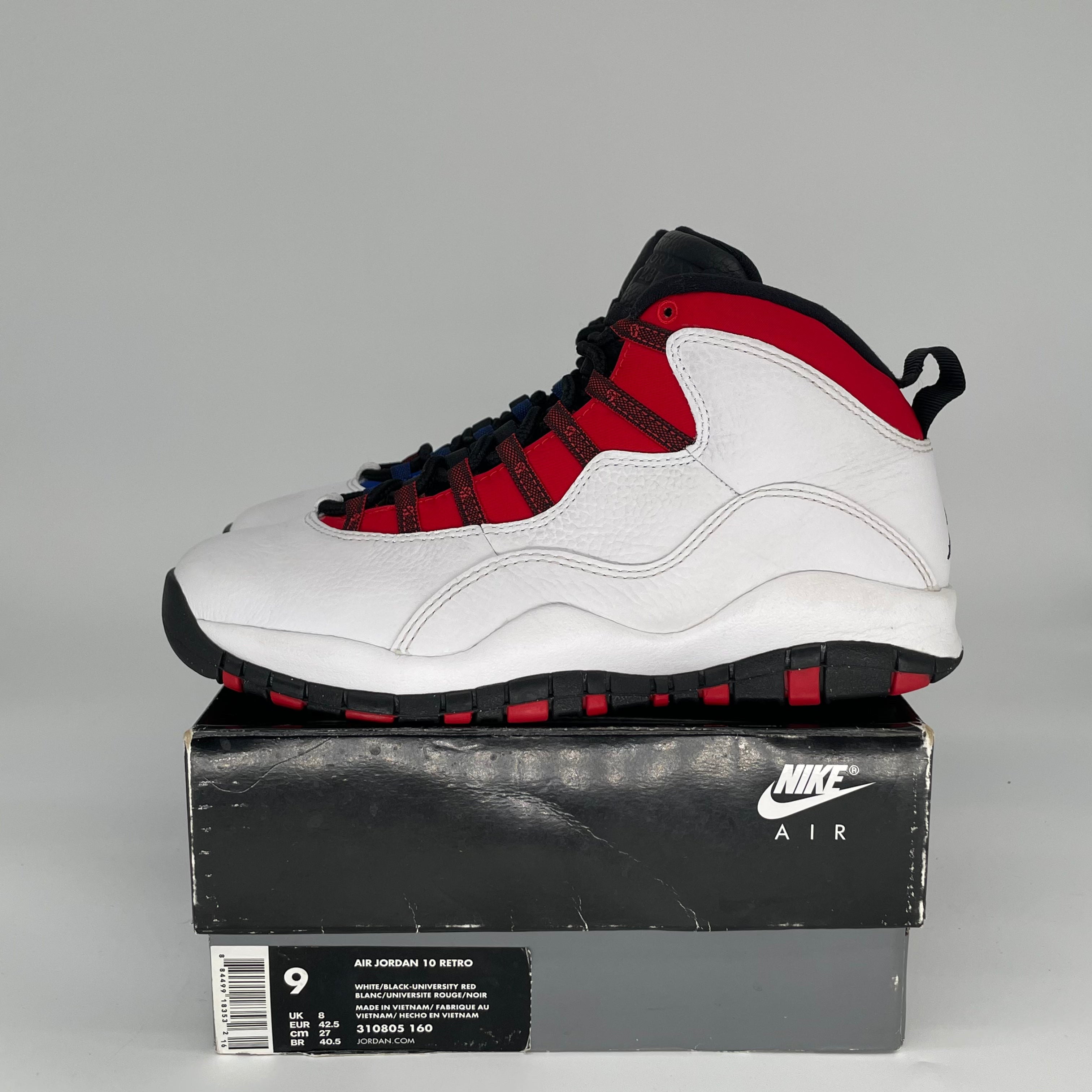 AIR JORDAN 10 Chris Paul Retro Basketball Shoes Men's Size 9 - White/Black-Varsity Red (310805-160) | Authentic NBA Sneakers for Sports & Streetwear Fashion