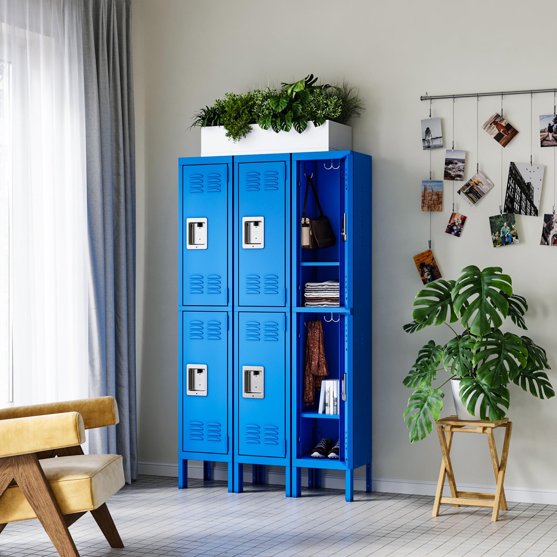 Letaya 4-Tier Metal Storage Cabinet with Locking Doors & Hooks - Secure Locker for Gym, School, Office, Home & Employee Use (Blue, 2-Door) - Perfect for Sports Equipment, Work Supplies & Personal Belongings Storage