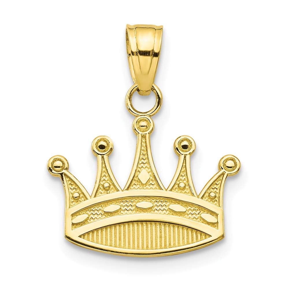 10K Yellow Gold Crown Charm Pendant - Royal Jewelry for Women & Men - Perfect for Gifts, Parties & Special Occasions
