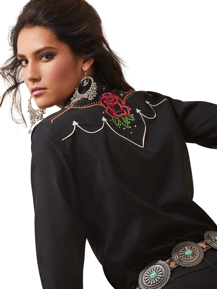 Ariat Women's Wynette Shirt - Black | Western Style Button-Up Shirt for Women | Perfect for Rodeo, Horseback Riding & Casual Wear