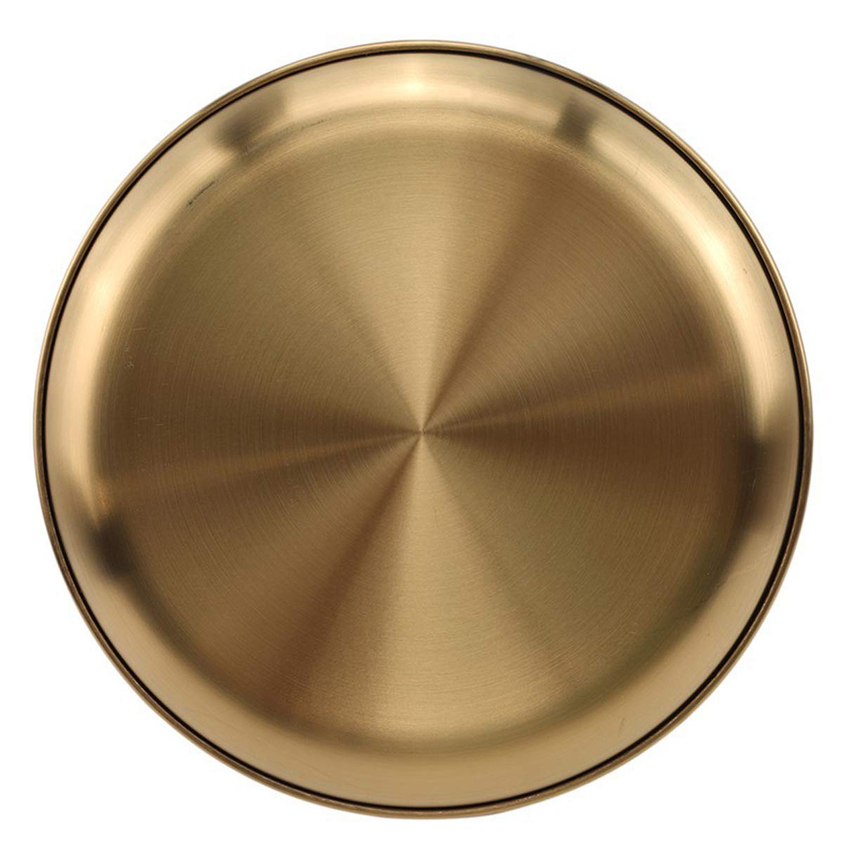 Premium 13.5 Inch Stainless Steel Gold Plates - 2-Pack Lightweight Unbreakable Dinner Plates for Camping, Picnic & Outdoor Dining | Dishwasher Safe & Shatterproof Serving Dishes | Perfect for BBQs, Parties & RV Travel