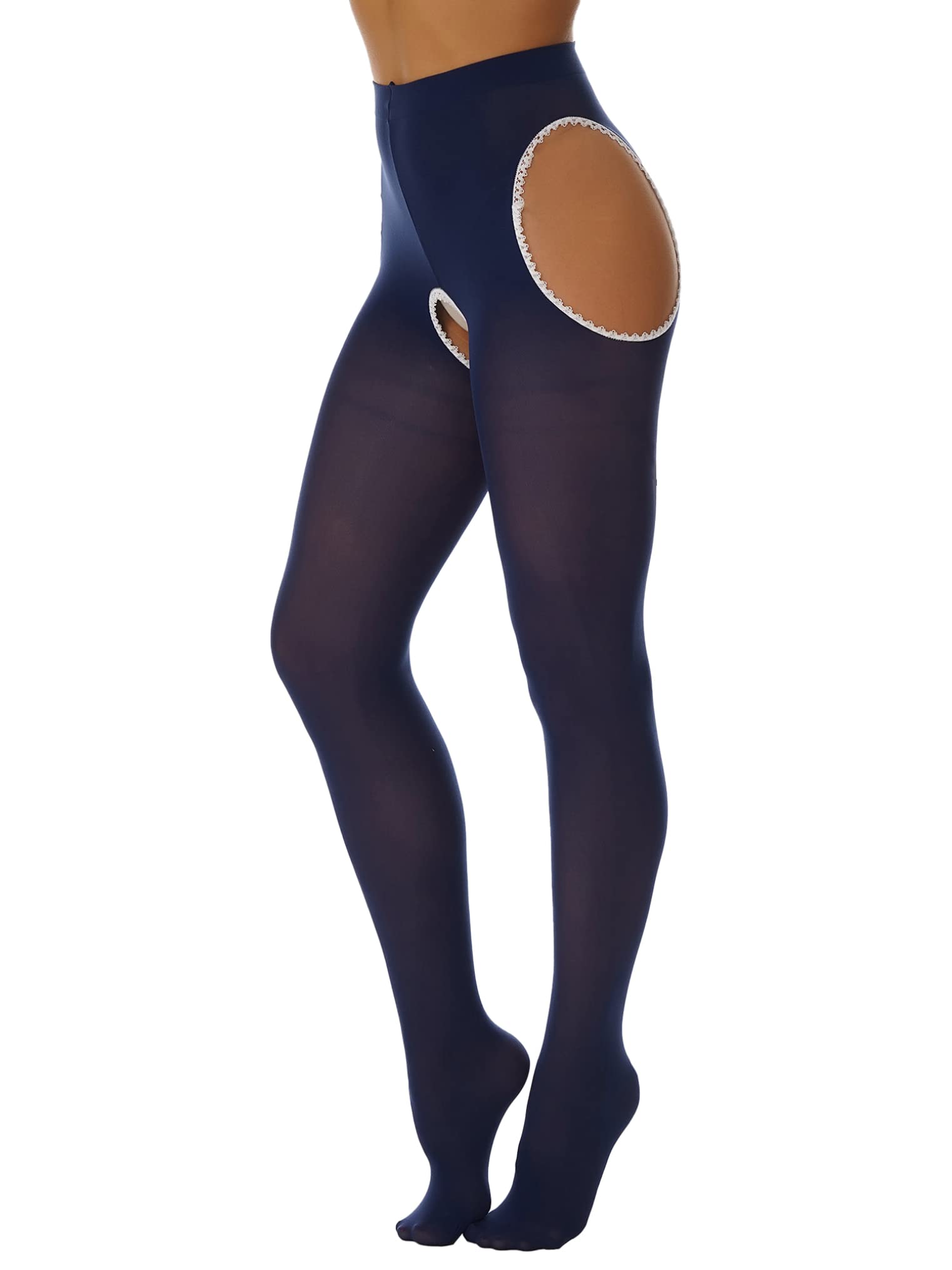 Freebily Women's Suspender Pantyhose - Sexy Cutout Tights, Stretchy Footed Hosiery & Stockings for Party, Cosplay & Night Out
