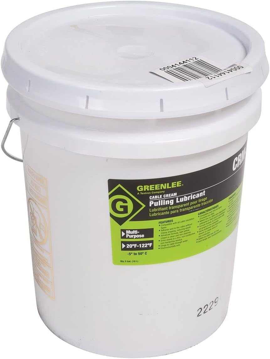 Greenlee GEL-5 Cable-Gel Cable Pulling Lubricant (5 Gallon) - High Performance Wire Lubricant for Electrical Conduit Installation | Ideal for Commercial & Industrial Wiring Projects