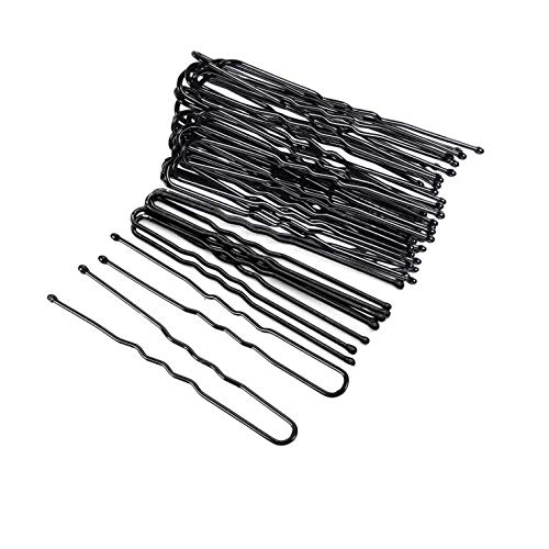 Ghelonadi U-Shaped Metal Bobby Pins - 100 Pack Black Hair Clips for Women & Girls | Secure Bun, Updo & Styling Accessories | Perfect for Weddings, Work & Everyday Hairstyles