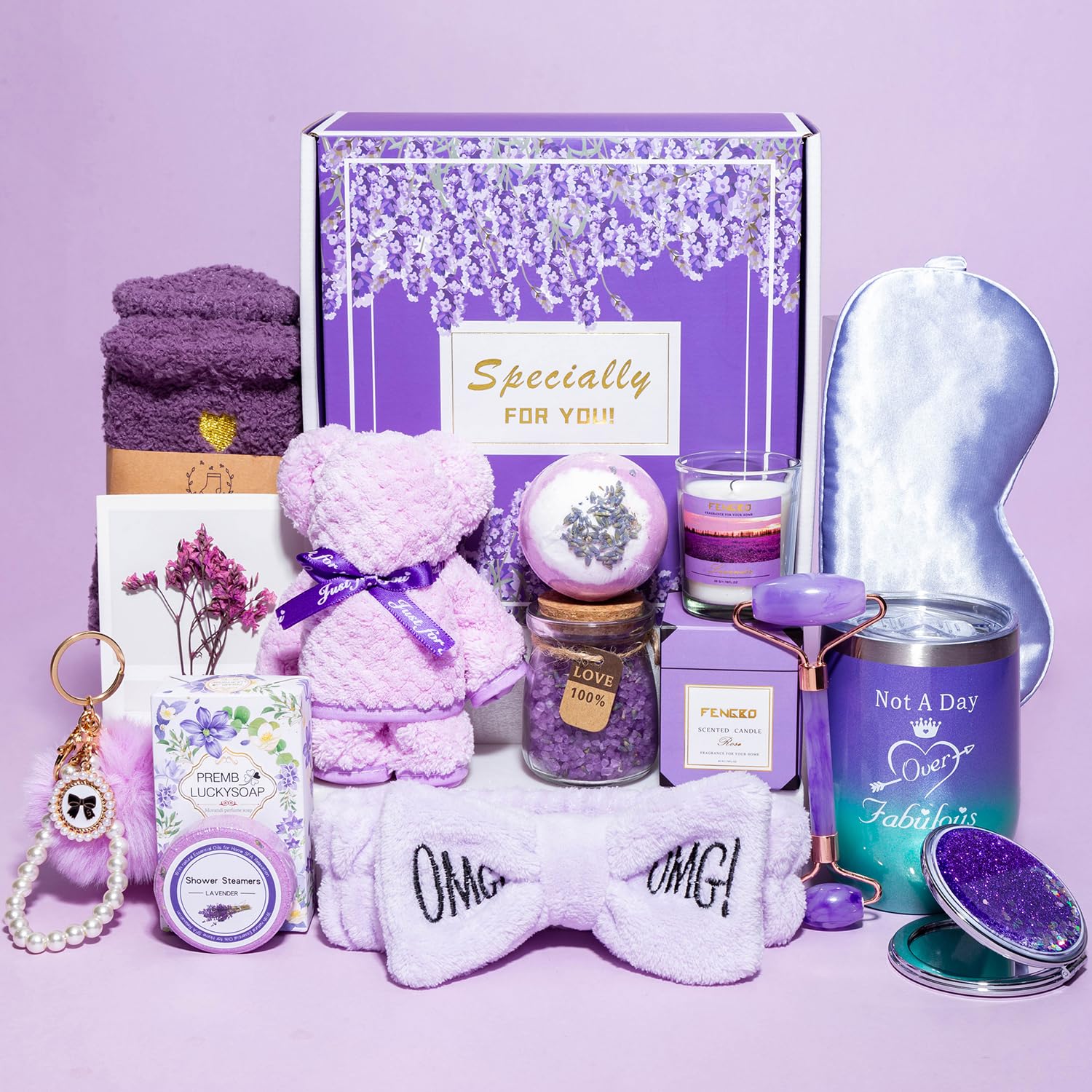 Lavender Relaxing Gift Set for Women - Birthday & Self Care Gifts