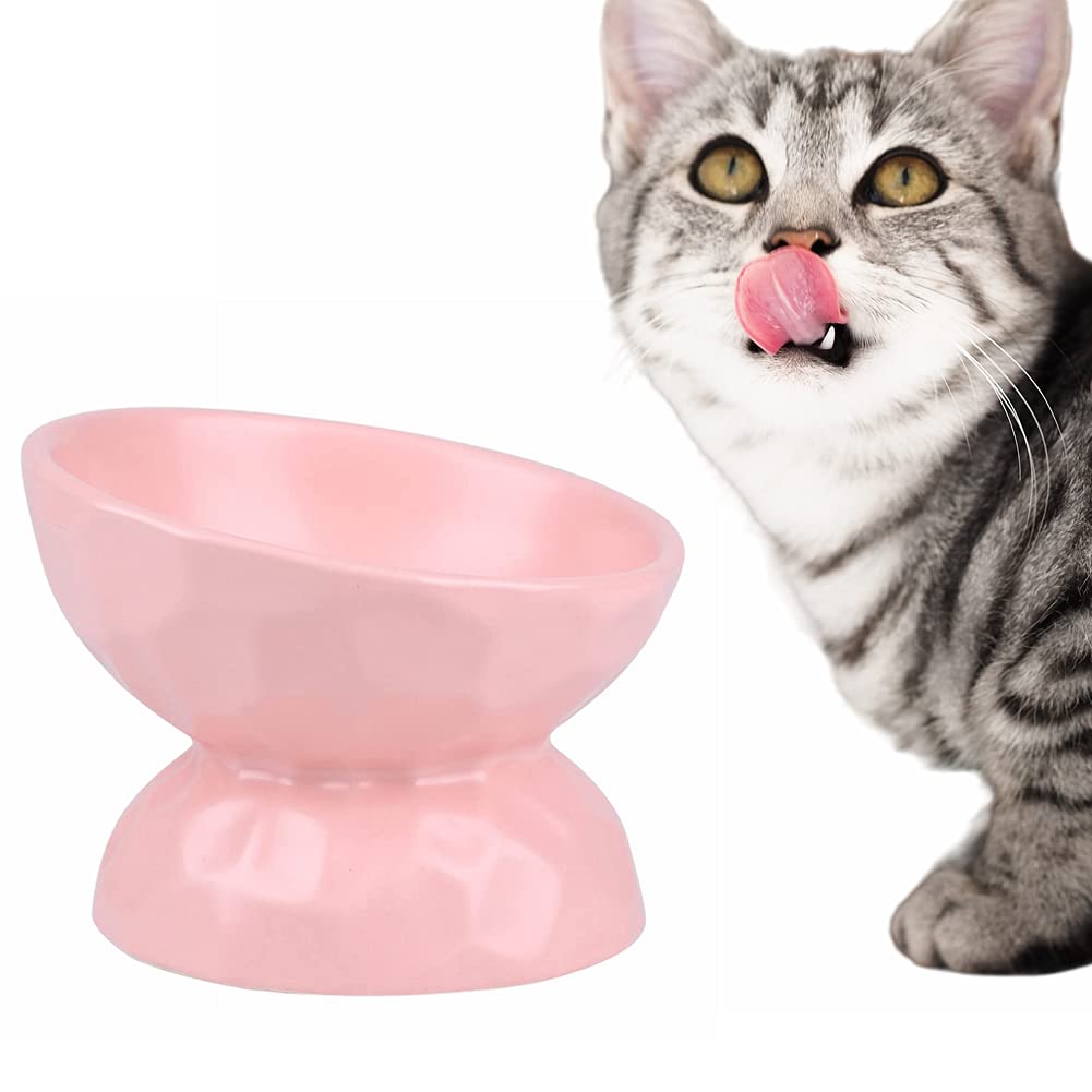 Elevated Cat Food Bowls for Indoor Cats - Ceramic Tilted Raised Cat Dish with Non-Slip Base | Promotes Healthy Digestion & Spine Support | Easy Clean Pet Feeding Bowl for Wet/Dry Food & Water - Perfect for Kittens, Adult & Senior Cats