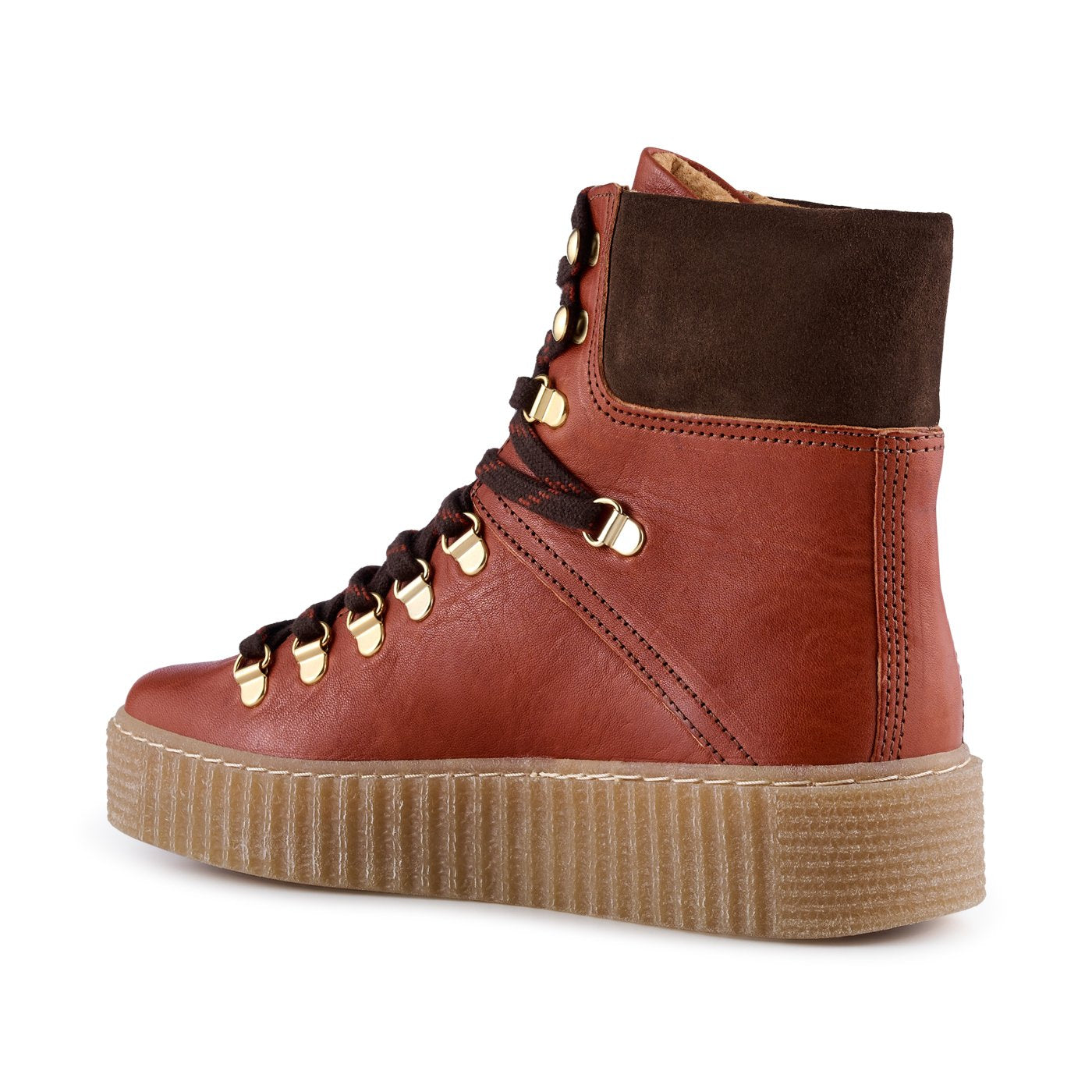 Agda Leather Lace Up Boots for Women - Red Brown Ankle Boots, Comfortable & Stylish for Fall Winter Fashion, Office, Dating & Outdoor Activities