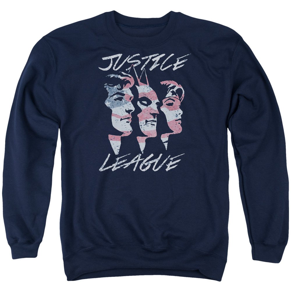JLA Justice for America Unisex Crewneck Sweatshirt for Men & Women | DC Comics Superhero Graphic Tee | Casual Wear & Cosplay Costume