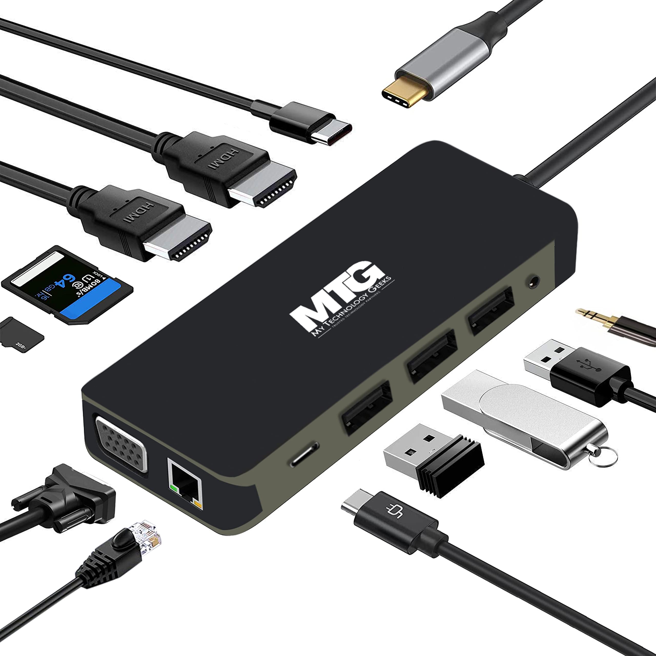 24-inch MTG Bundle: 1080p Full HD LED Monitor with 75Hz, 3ms, VESA Mount & 10-in-1 USB-C Docking Station (Power Adapter Not Included) + RGB Gaming Keyboard & Mouse Combo for Windows/Mac - Perfect for Home Office, Gaming & Productivity