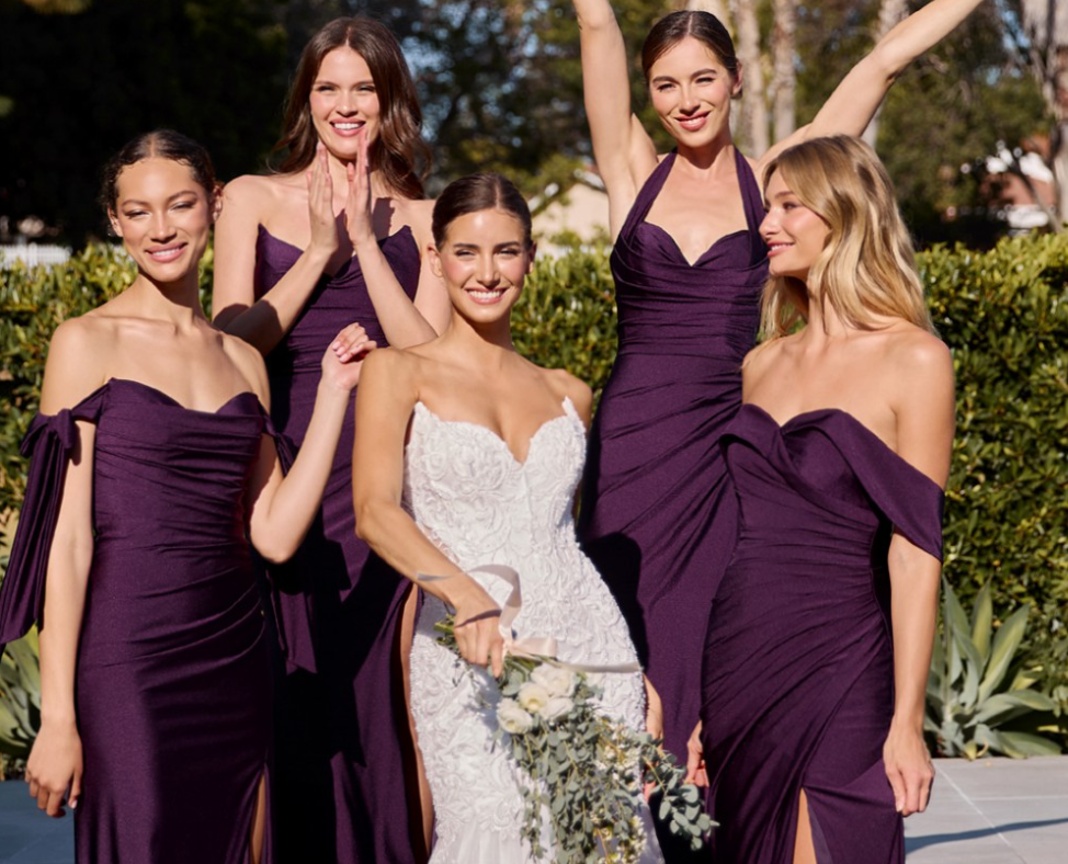Strapless Stretch Spandex Satin Fitted Gown - Elegant Pointed V Neckline Ava Dress in Eggplant Purple for Evening Gala & Prom Night
