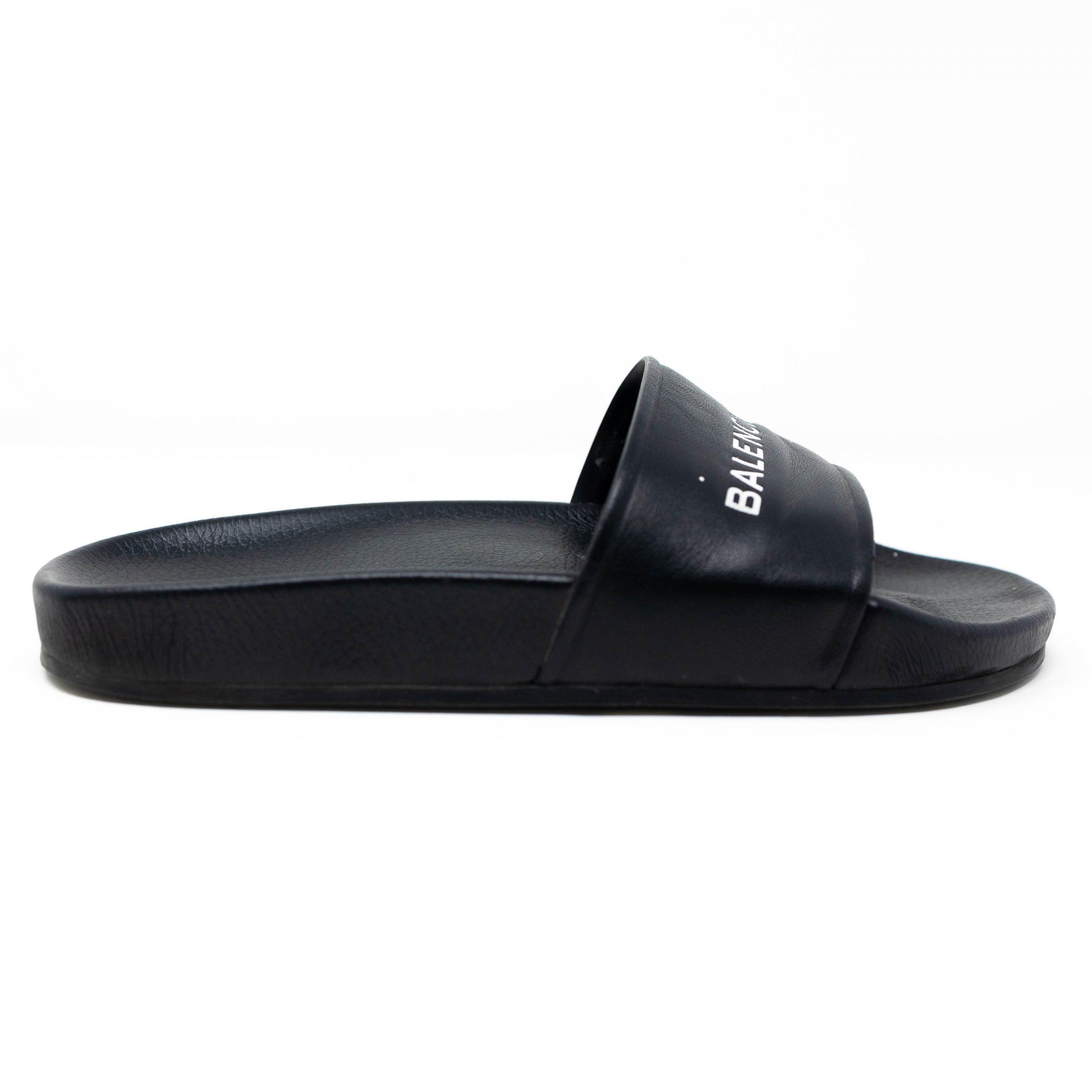 Balenciaga Black Logo Slides Size 36 - Comfortable Luxury Slides for Men & Women - Perfect for Beach, Pool, and Casual Wear
