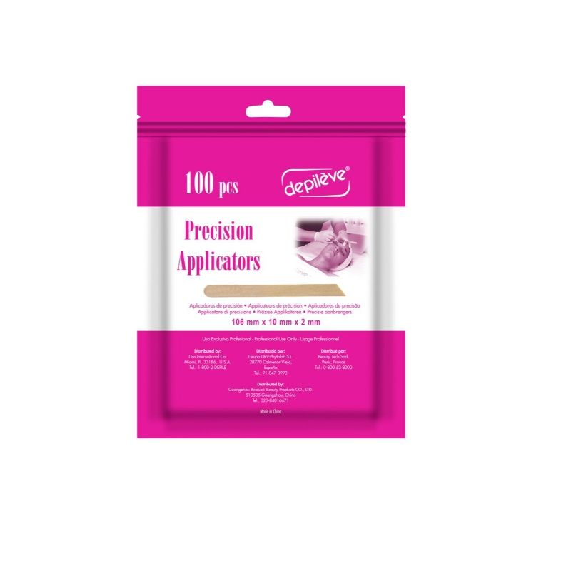 Depileve Waxing Spatulas 100 Pack - Professional Precision Applicators for Hair Removal, Eyebrow Shaping & Facial Waxing - Ideal for Salon, Spa & Home Use