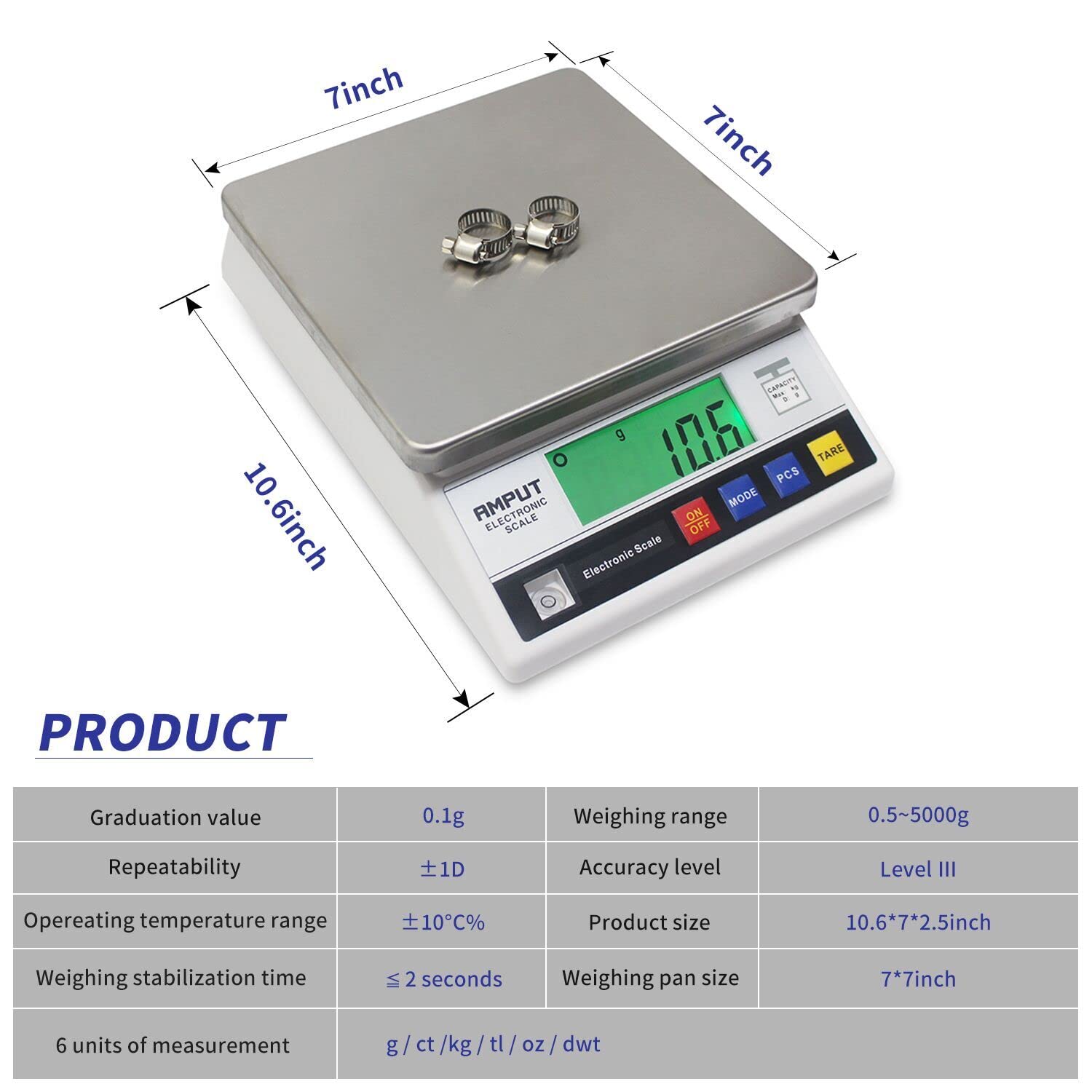 High Precision 5kg x 0.1g Industrial Counting Scale - Digital Laboratory Weighing Balance with Multi-Units Switch for Scientific Research, Jewelry, Pharmacy & Food Industry | Accurate Electronic Measurement for Labs, Warehouses & Retail Stores
