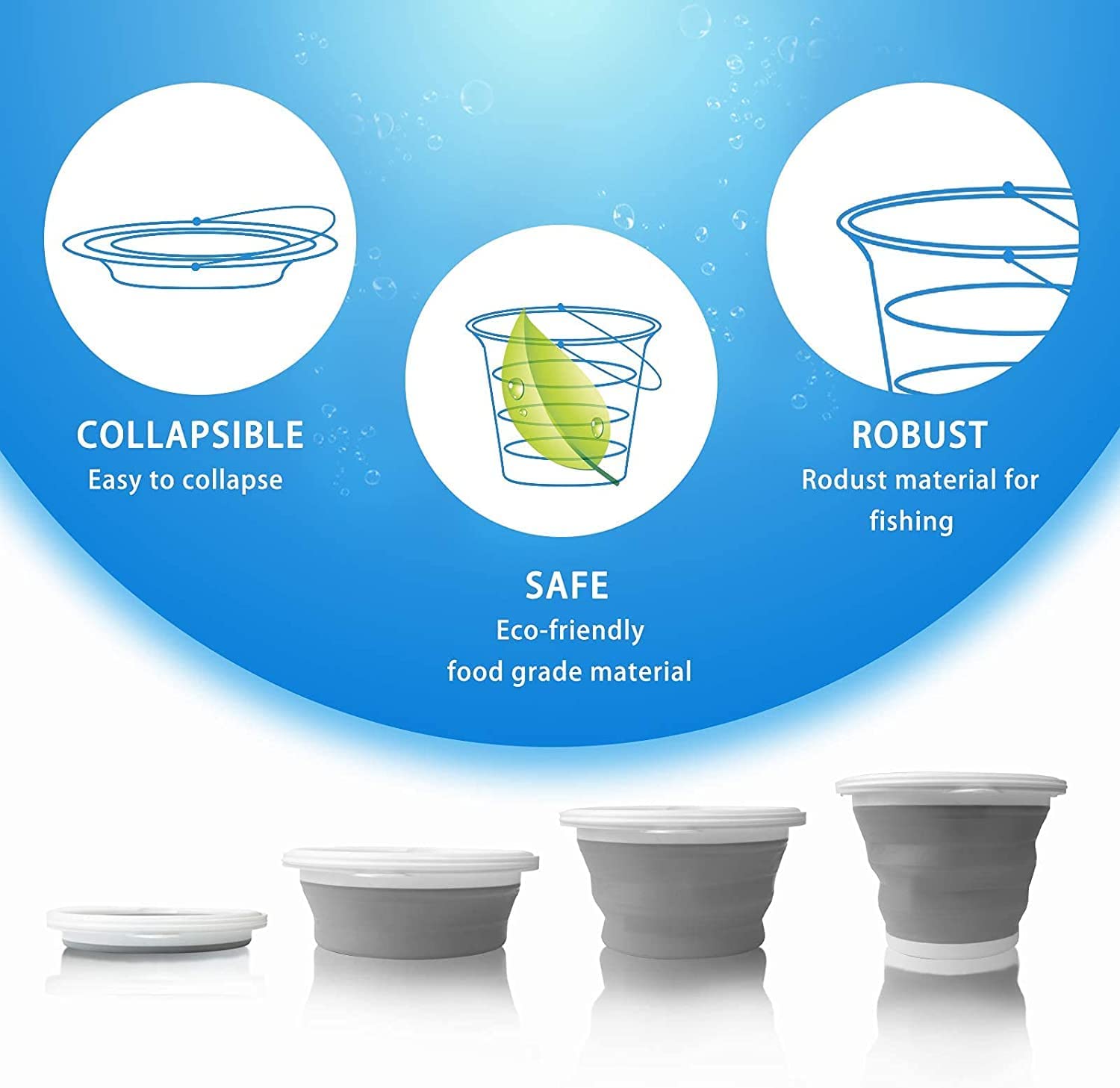 10L Foldable Silicone Collapsible Bucket - BPA Free, Compact & Durable with Sturdy Handle for Camping, Hiking, Outdoor Adventures - Perfect for Water Storage, Washing & Portable Use (Grey)
