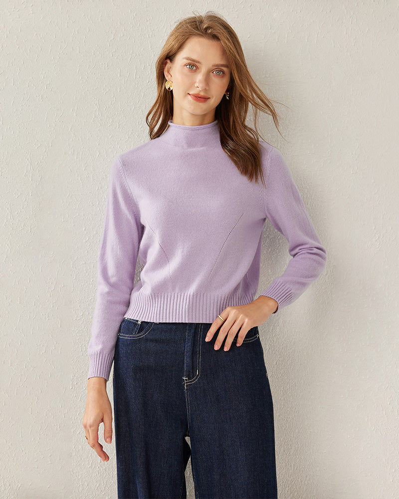 Luxury Women's Cashmere Mock Neck Sweater - Soft & Warm Winter Pullover for Office, Travel & Casual Outfits