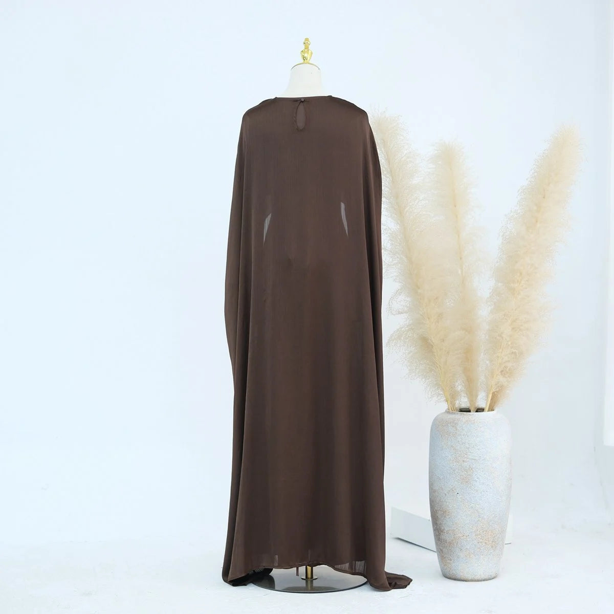 2 Pieces Set Elegant Chiffon Satin Abaya Dress for Women - Modest Islamic Prayer Dress #24920 | Perfect for Eid, Ramadan, Mosque & Special Occasions