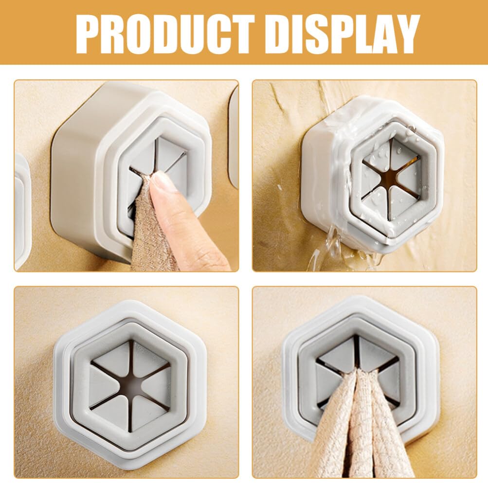 4-Pack Self-Adhesive Round Dish Towel Hooks - Wall Mount Kitchen & Bathroom Towel Holder for Doors, Cabinets - Perfect for Organizing Hand Towels, Aprons & Utensils in Home & Restaurant Use