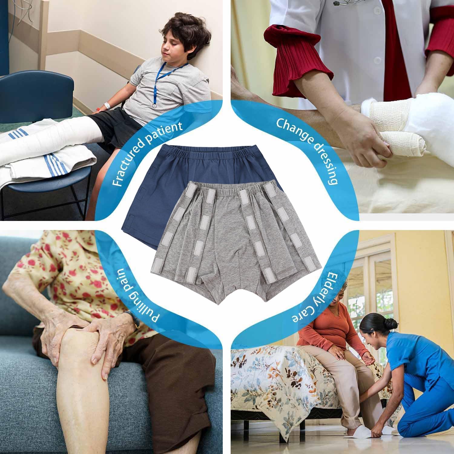 3 Pack Tear Away Underwear for Women - Post Surgery Boxer Briefs | Disabled Adaptive Underwear | Incontinence Stick-on Briefs - Comfortable & Easy to Wear for Recovery, Elderly Care & Hospital Use