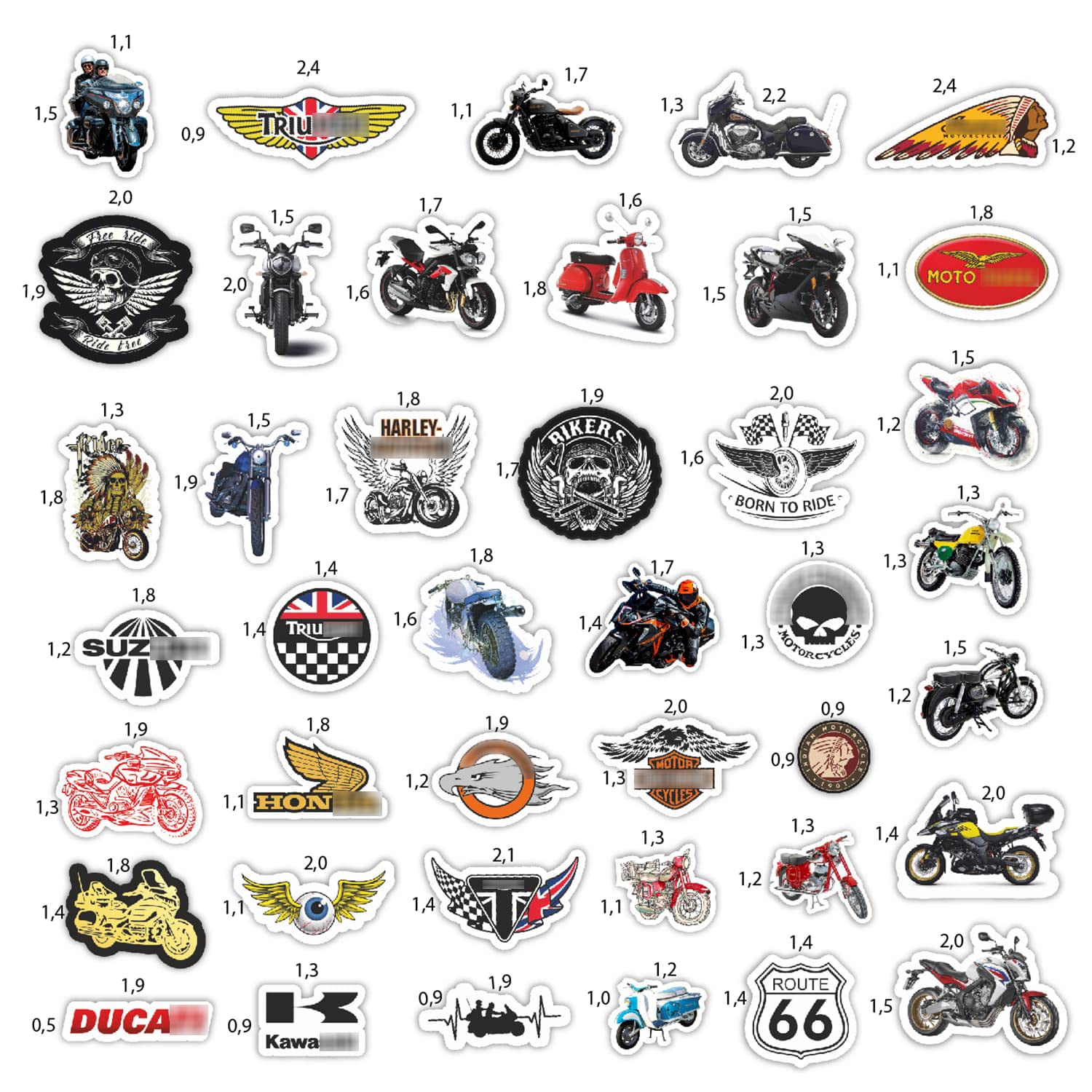 BulbaCraft 179 Pcs Motorcycle Stickers Set - Premium Vinyl Decals for Bikes, Helmets & Gear | Waterproof, High-Adhesion Brand Stickers for Men & Women | Perfect for Motorcycle Enthusiasts & DIY Customization