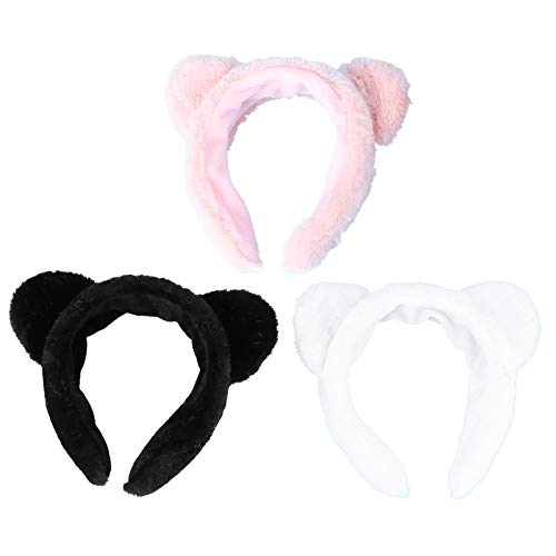 FOMIYES 3-Pack Women's Cat Ear Headbands - Soft Plush Hair Hoops for Sports, Face Washing & Short Hair - Cute Lace Hair Accessories for Gym, Yoga, Skincare & Daily Use