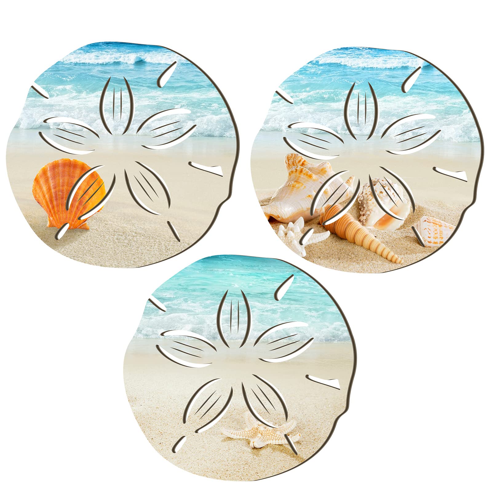 3 Piece Coastal Wall Decor Set - Blue Sea Turtle, Surfboard, Seahorse, Starfish & Seashell Beach Theme Art for Bathroom, Bedroom & Home - Perfect for Beach House, Vacation Rental or Coastal Style Decor