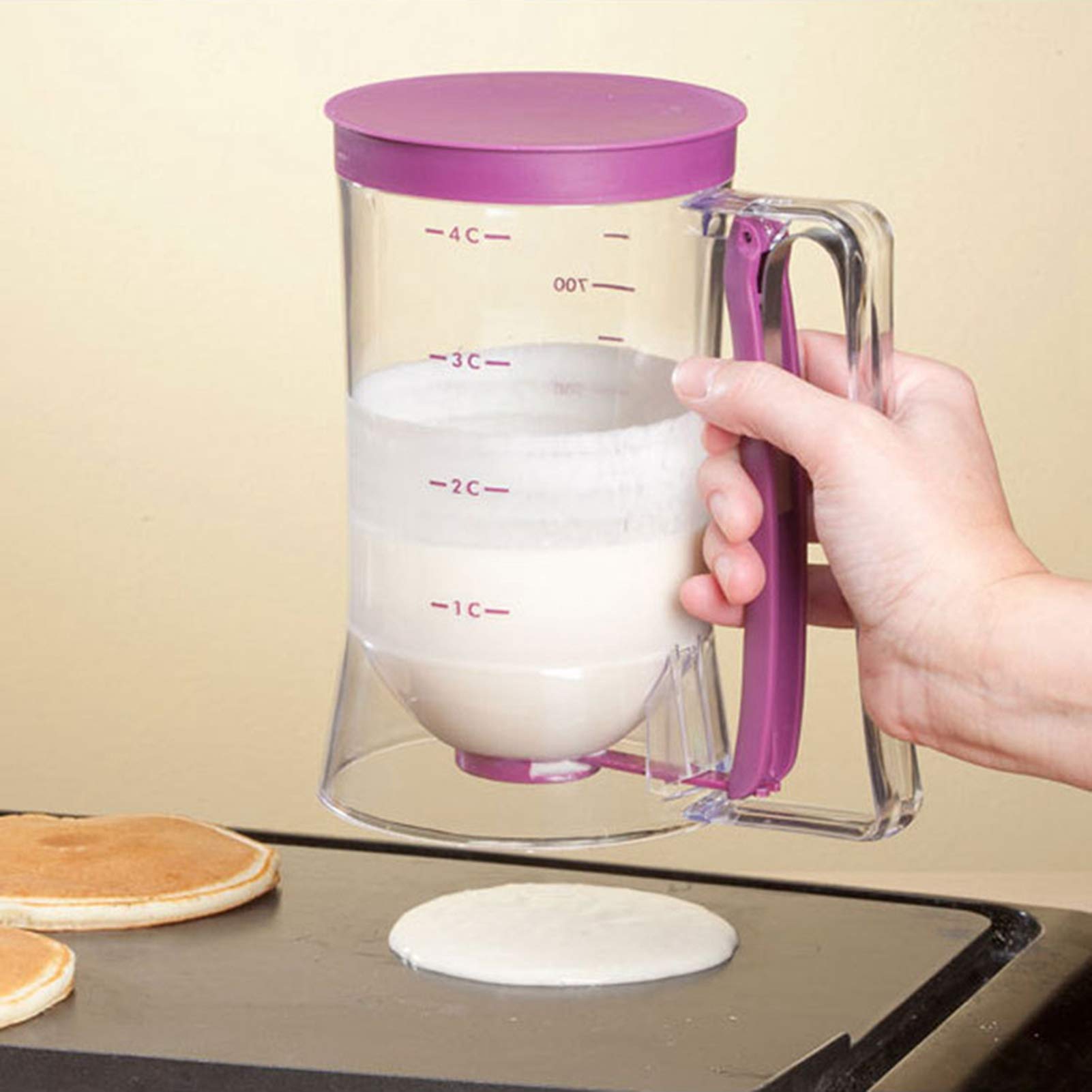 Batter Dispenser for Waffles, Pancakes & Cupcakes - Precise Measuring Cup with Spout for Baking Tools - Perfect for Home Bakery, Cookie Dough & Cake Batter - Ideal for Kitchen, Breakfast & Dessert Making