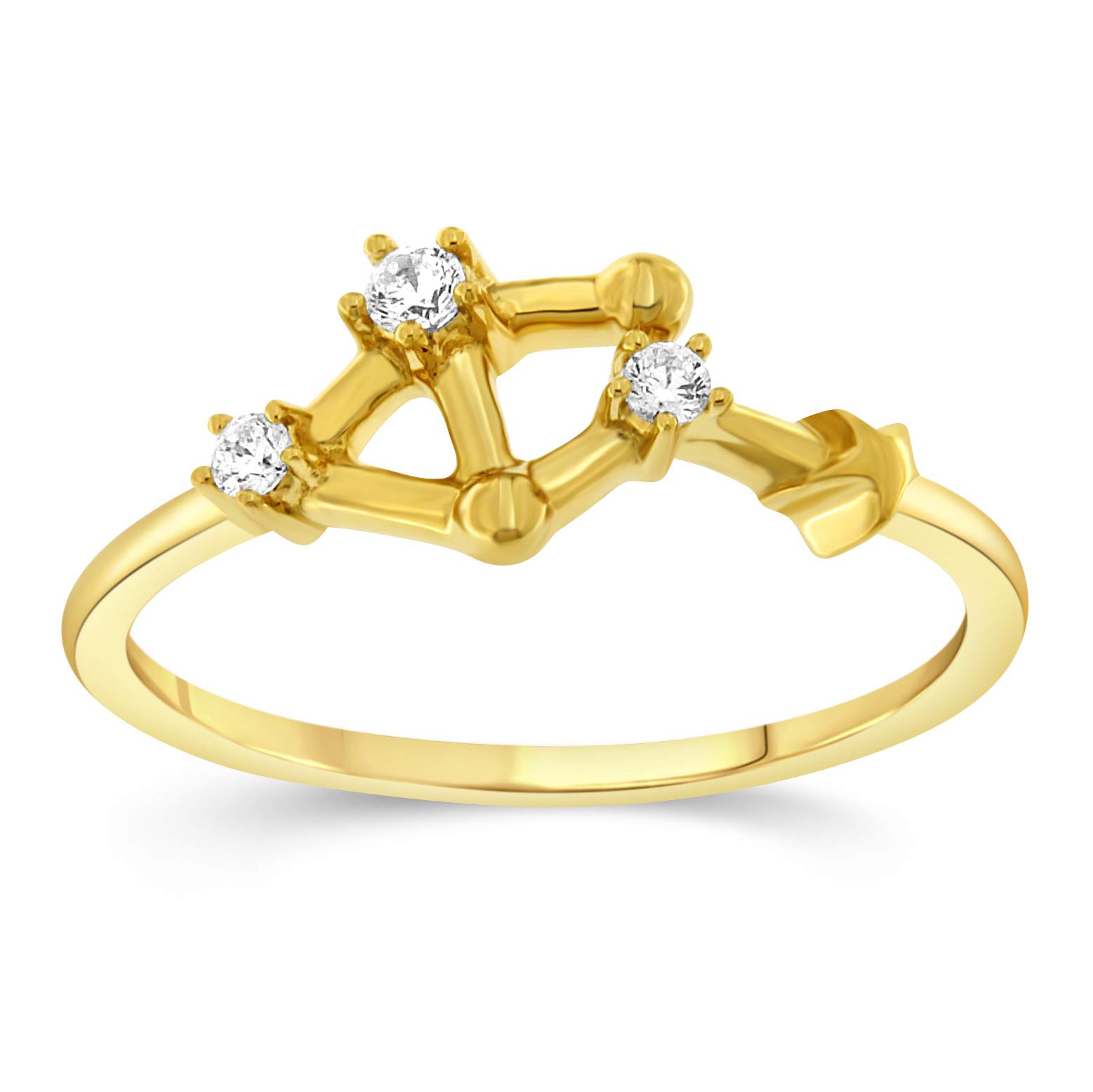 NATALIA DRAKE 1/10 Carat Diamond Celestial Star Zodiac Ring for Women in 925 Sterling Silver - H-I Color, I1-I2 Clarity - Perfect for Horoscope Lovers, Birthday Gifts & Astrology Enthusiasts