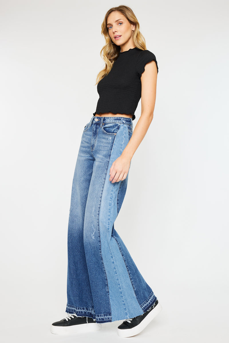 Clover High Rise Wide Leg Jeans for Women - Stretchy Comfort Denim Pants with Flared Fit - Perfect for Casual Outfits, Date Nights & Boho Style