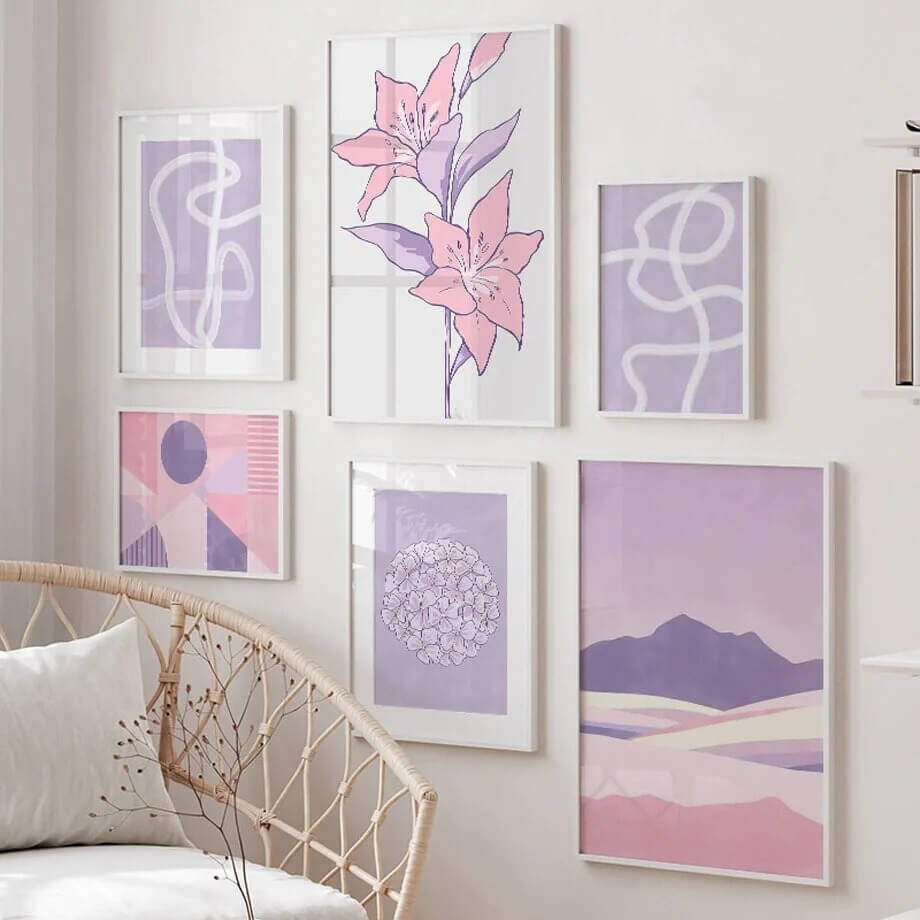 Minimalist Purple Art Canvas Posters - Modern Abstract Wall Decor for Living Room, Bedroom & Office