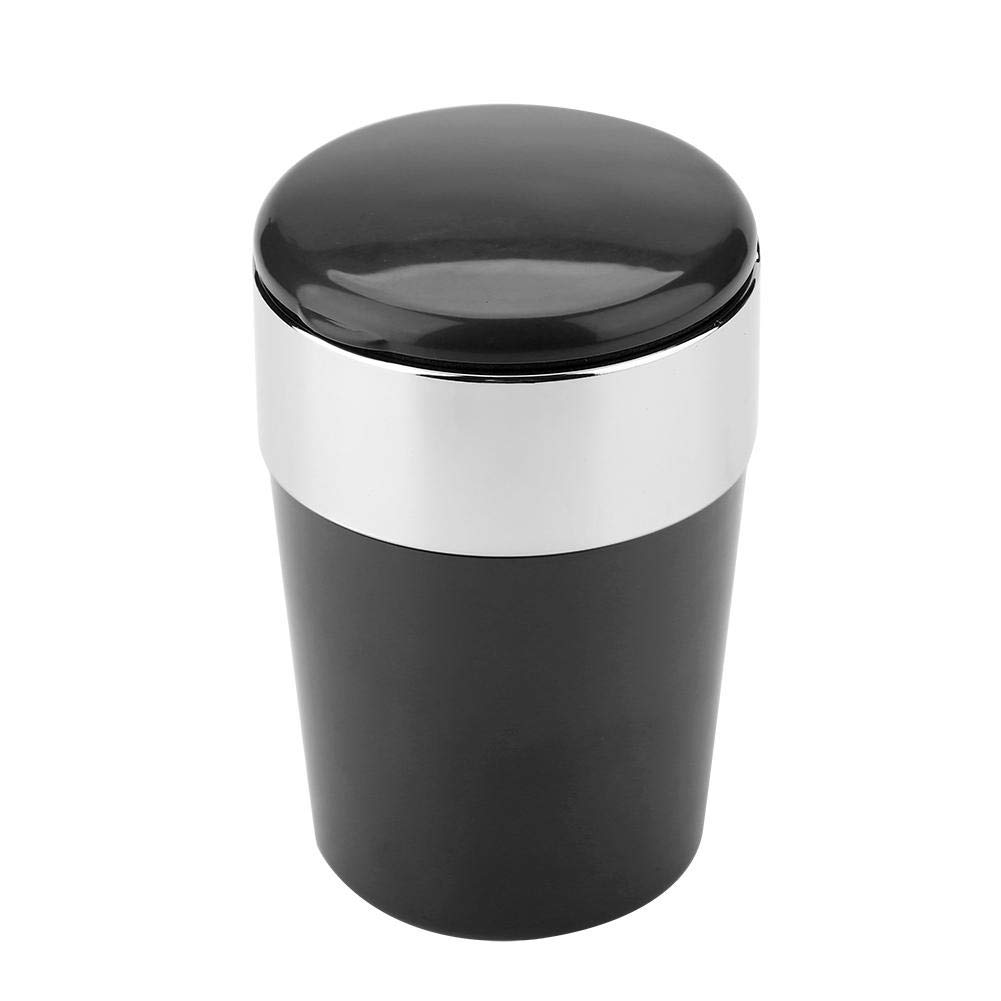 Portable Car Ashtray with Lid & Blue LED Light - Detachable Smokeless Cigarette Ashtray Cup Holder for Vehicles - Perfect for Road Trips, Commuting & Smokers (Black)