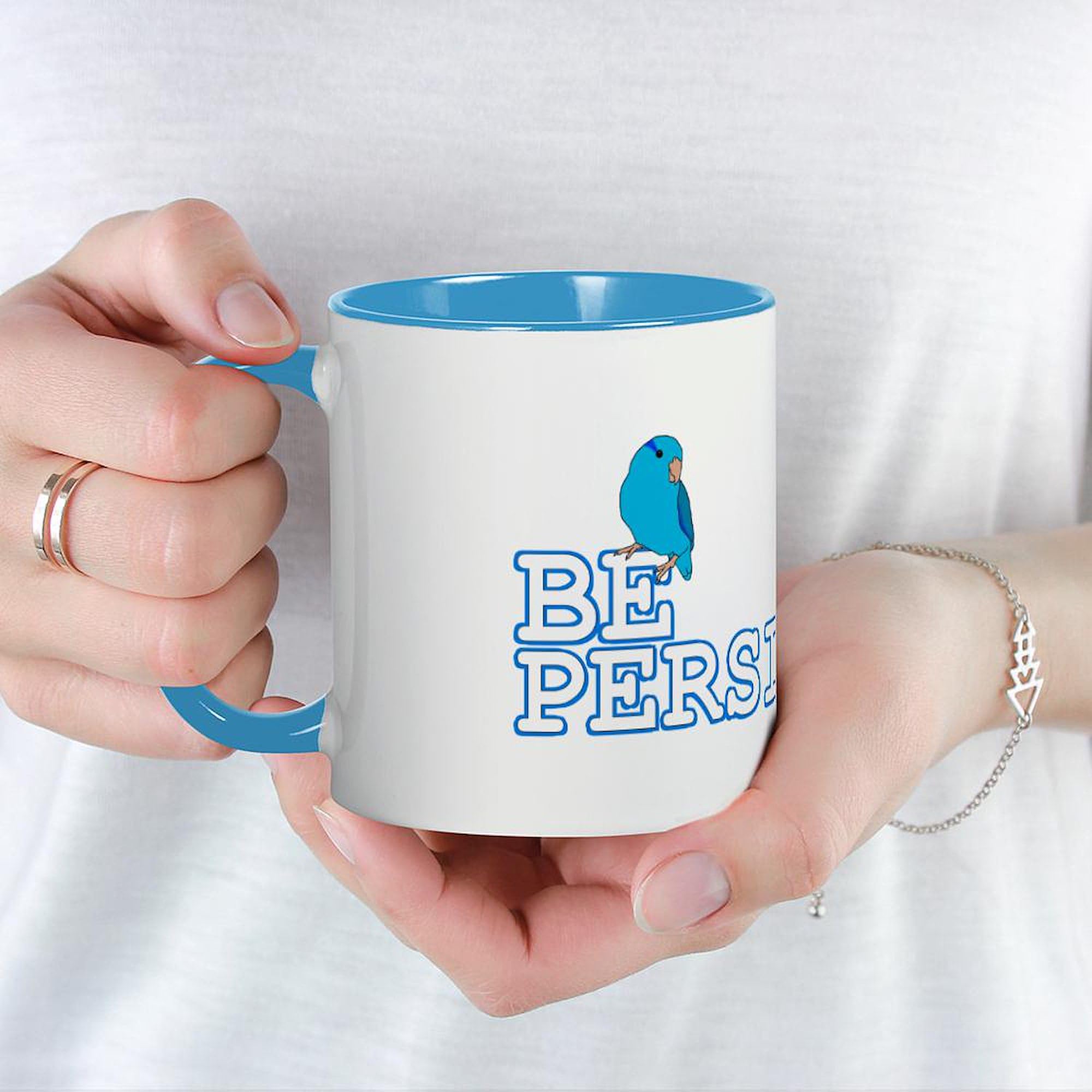 Be Persistent Parrotlet Ceramic Coffee Mug 11 oz (325 ml) - Funny & Inspirational Gift for Office, Home, or Travel - Perfect for Tea, Coffee & Hot Beverages
