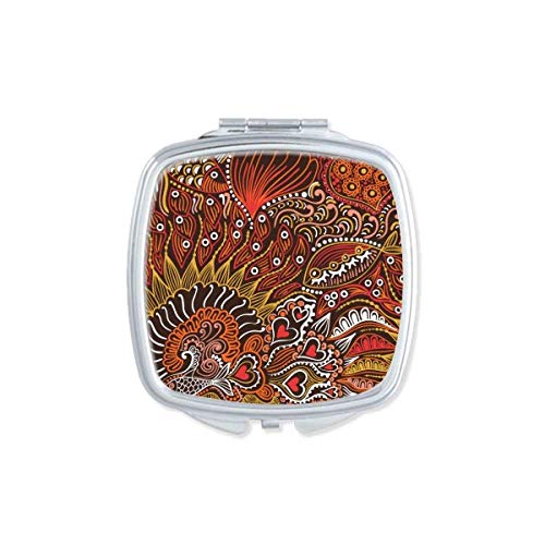 DIYthinker Line Drawing Abstract Red Fishes Mirror - Portable Compact Double Sided Pocket Makeup Mirror for Travel, Home & Office | Perfect for Handbags, Vanity & On-the-Go Touch Ups